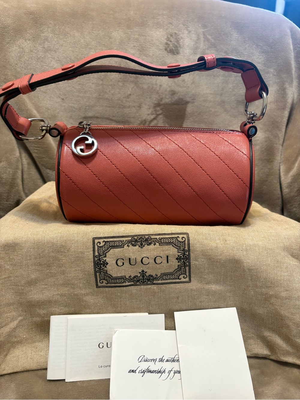 Gucci Blondie leather Pink Mini Barrel Shoulder/Top handle Bag Full Set